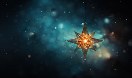 Abstract Christmas star on a blurred background. Selective soft focus.の素材
