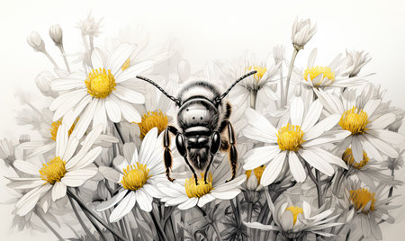 Funny bee on a natural background. Selective soft focus.の素材