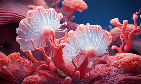 Creative colorful corals closeup underwater. Selective soft focus.の素材