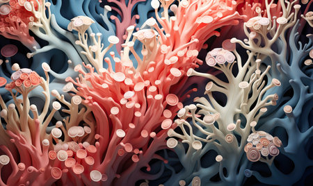 Creative colorful background, corals close up. Selective soft focus.の素材
