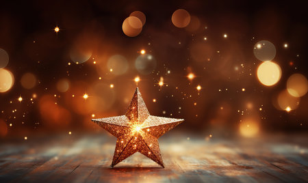 Abstract Christmas star on a blurred background. Selective soft focus.の素材
