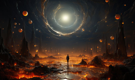 Abstract galactic landscape of an unknown planet. Selective soft focus.の素材