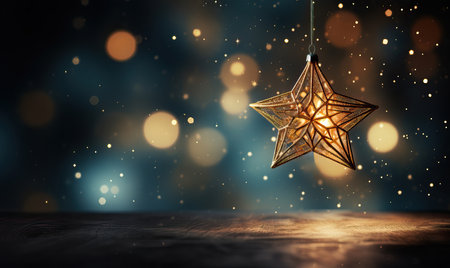 Abstract Christmas star on a blurred background. Selective soft focus.の素材