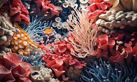 Creative colorful background, corals close up. Selective soft focus.の素材