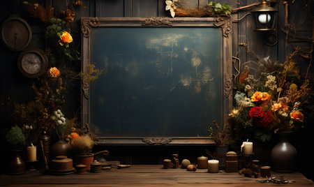 Vintage style bulletin board on a dark background close-up.の素材