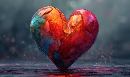 Greeting card, creative heart on abstract background. Selective soft focusの素材