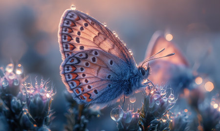 Colorful butterfly on a blurred natural background. Selective soft focusの素材