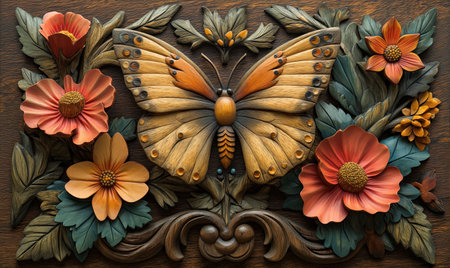 Creative butterfly on an abstract background. Selective soft focusの素材