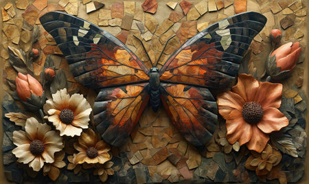Creative butterfly on an abstract background. Selective soft focusの素材