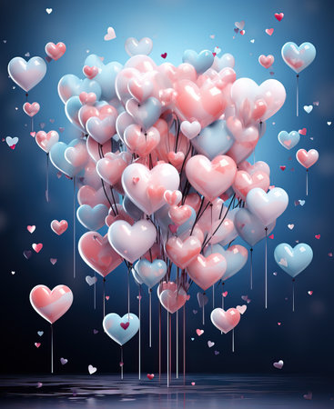 Greeting card, in a creative style with hearts. Selective soft focusの素材