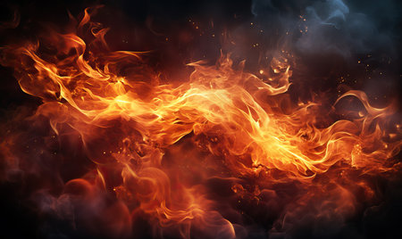 Abstract background with fire effect full frame.の素材