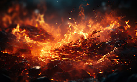 Abstract background with fire effect full frame.の素材