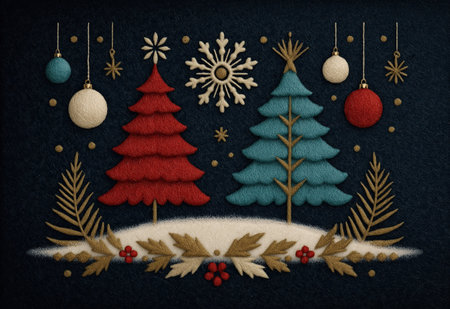 Christmas theme with winter symbols and Christmas decorations.の素材