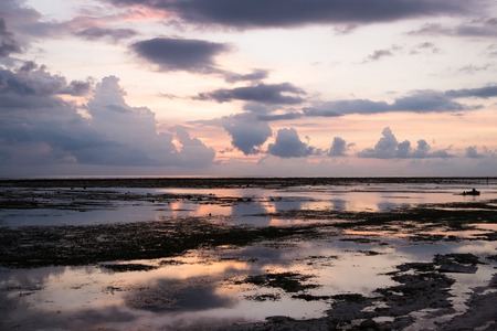 Beautiful sunset colours in Gili, Lombok Indonesiaの写真素材