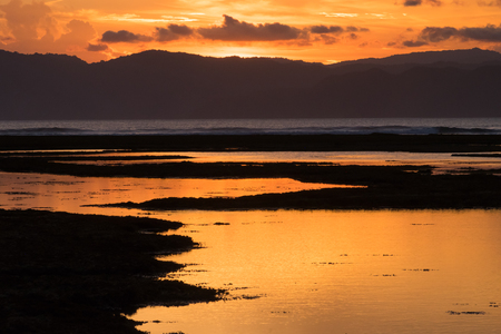 Beautiful sunset colours in Lakey Peak, Sumbawaの写真素材