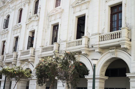 Beautiful architecture of a historic building, Lima, Peruの写真素材