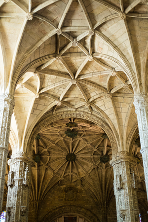 Beautiful architecture details in Jeronimos monastery, Lisbon, Portugalのeditorial素材