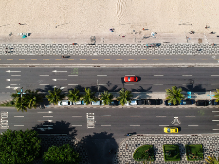Aerial drone Leblon urban beach view, Rio de Janeiro, Brazil