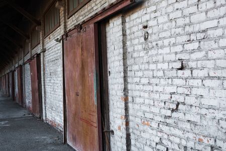 Multi-Door Garage in Industrial Areaの写真素材