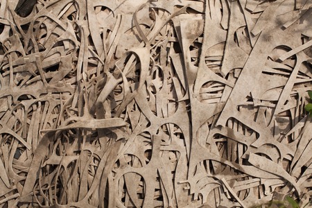 Assorted pieces of skin Leather Garbage. Waste. Refuse.の写真素材