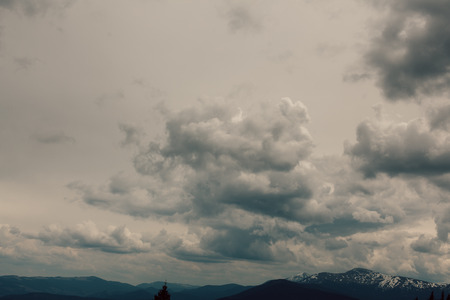 Beautiful cloudy sky in Carpatian Mountains. Dragobratの写真素材