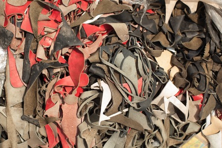 Assorted pieces of skin Leather Garbage. Waste. Refuse.