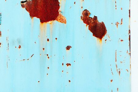 A rusty blue corrugated iron metal texture.の写真素材