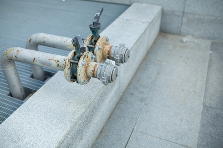 two Outdoor main water shut off valve system compose of brass plumbing gate valve 