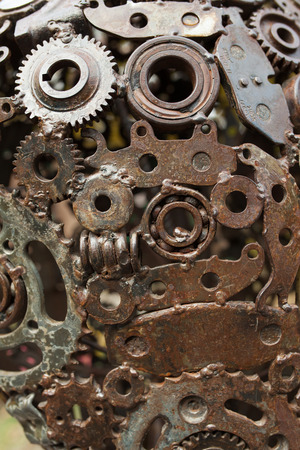 Handicraft metal artwork from used car partsの写真素材