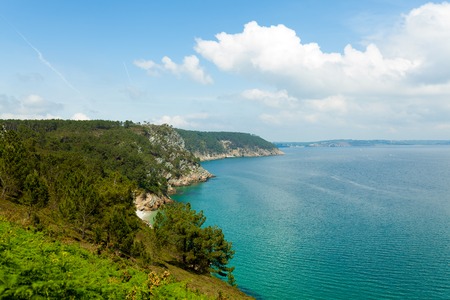 Ocean view. Nature background with nobody. Morgat, Crozon peninsula, Brittany, France.の写真素材