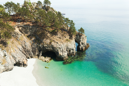 Ocean view. Nature background with nobody. Morgat, Crozon peninsula, Brittany, France.の写真素材