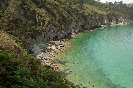 Ocean view. Nature background with nobody. Morgat, Crozon peninsula, Brittany, France.の写真素材