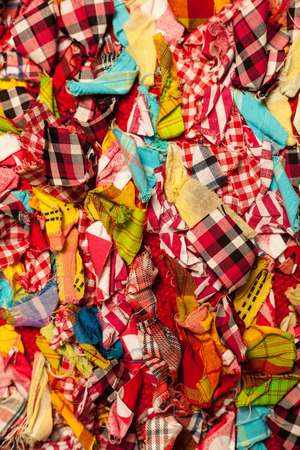 Colored flaps pieces bright different cloth flaps Horizontal backgroundの写真素材