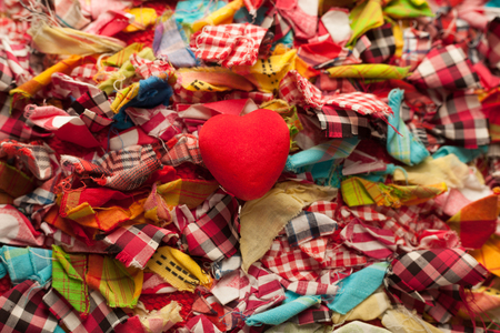 Colored flaps pieces bright different cloth flaps Horizontal backgroundの写真素材