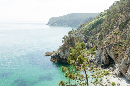 Ocean view. Nature background with nobody. Morgat, Crozon peninsula, Brittany, France.の写真素材