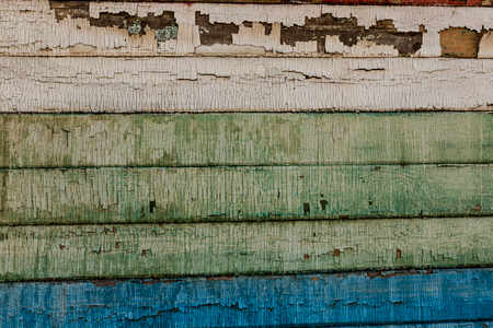 Texture wooden background of old wooden painted texture surface with peeling paint.の写真素材