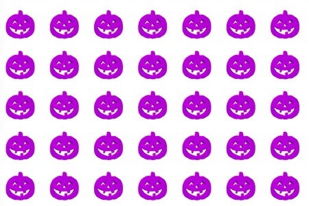 Magenta halloween pumpkins on the white background Isolated. paper for wrappingの写真素材