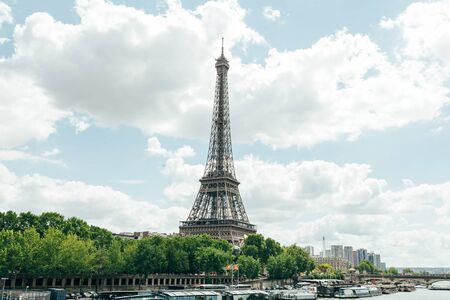 Paris France - 02 June 2018 : View of the Eiffel Tower and Siene River in Paris, Franceのeditorial素材