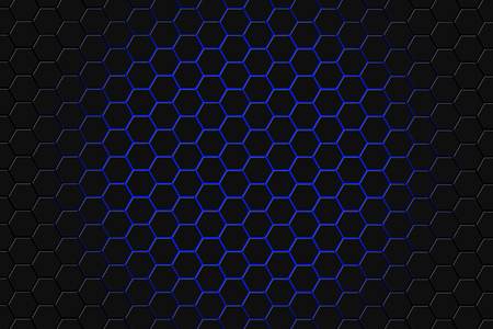 Abstract 3d rendering of futuristic surface with hexagons. Blue sci-fi background. Illustrationの写真素材