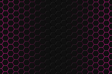 Abstract 3d rendering of futuristic surface with hexagons. Dark red sci-fi background. Illustrationの写真素材