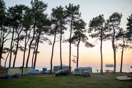 Georgia, Ureki August 2018 Black Sand Black camping Summer Eveningのeditorial素材