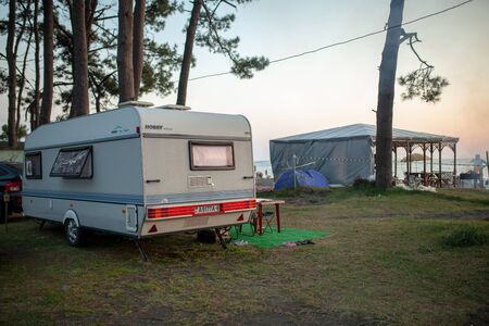Georgia, Ureki August 2018 Black Sand Black camping Summer Eveningのeditorial素材