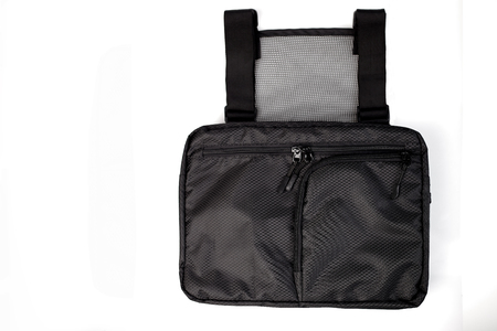 Black chest rig bag on a white isolated background.の写真素材