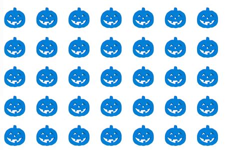 Blue halloween pumpkins on the white background Isolated. paper for wrappingの写真素材