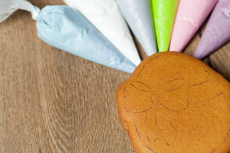 baking, draw on baking, patterns, technology process close upの写真素材