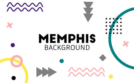 Memphis style geometric pattern, line and geometric figures. Design backgrounds for invitation,...