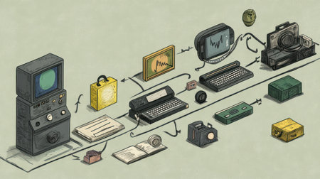 Retro technology timelineの素材