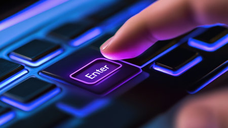 Finger presses enter keyの素材