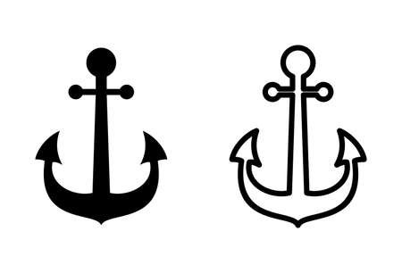 Anchor icon set. Anchor symbol logo. Anchor marine icon.のイラスト素材