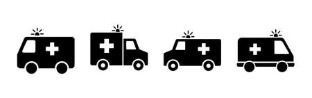 Ambulance icon set. ambulance truck icon vector. ambulance carのイラスト素材